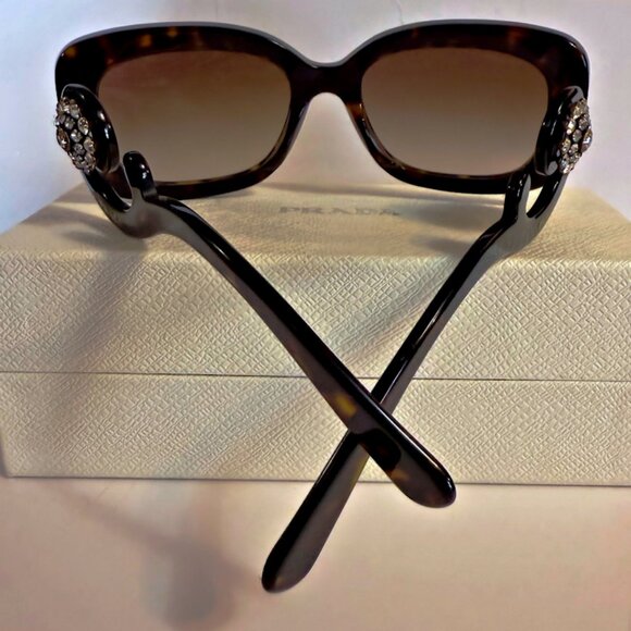 PRADA Baroque Tortoise Sunglasses w/Swarovski Crystal Temples #SPR270 - Picture 4 of 16